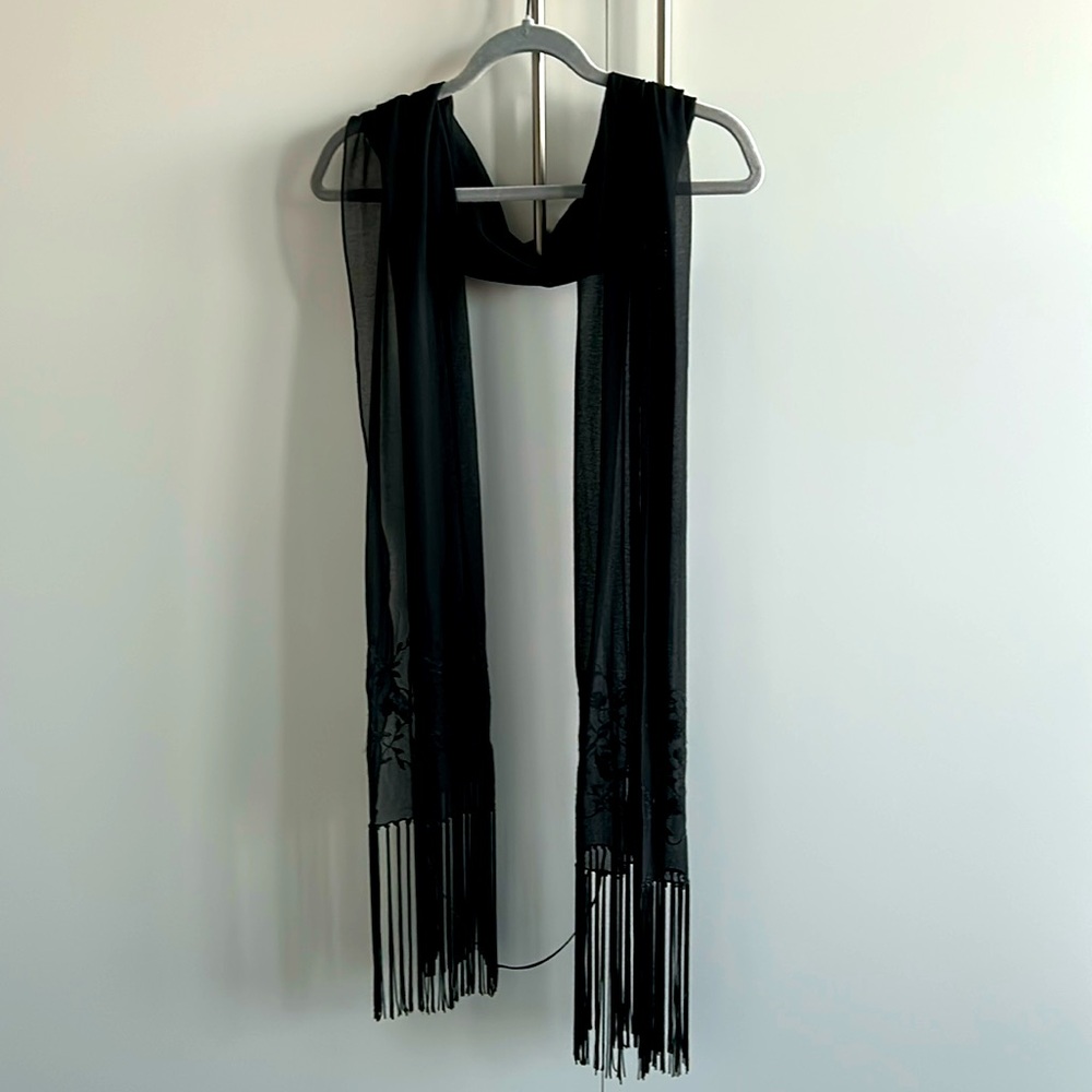 Black Echo sheer beaded wrap/shawl